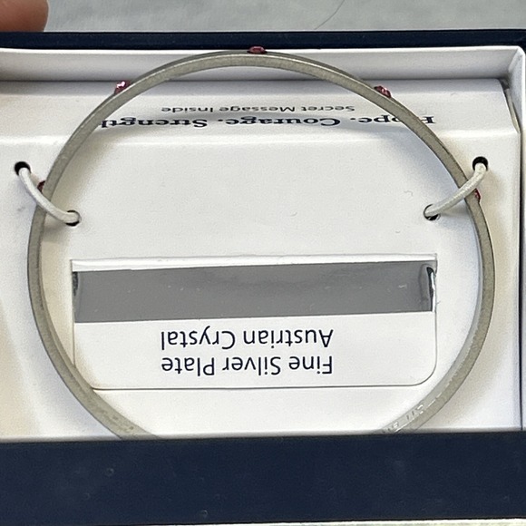 Belk Silverworks Silver Bangle Bracelet Austrian Crystal Jewelry Hope Courage - Picture 9 of 11